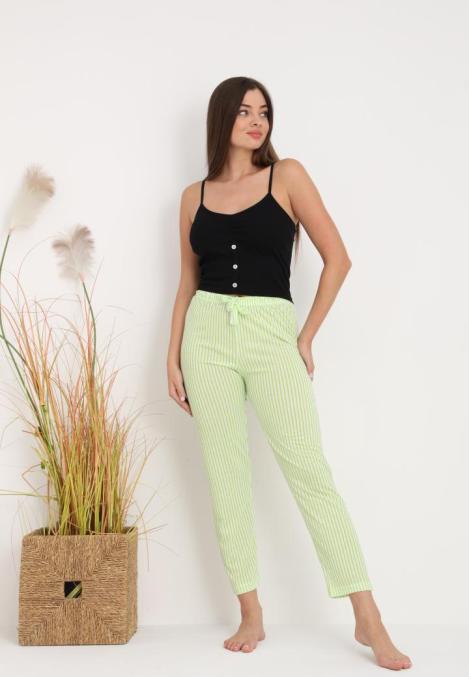 Pantaloni de Pijama Dama ,Culoare Verde Deschis cu Alb ,Engros